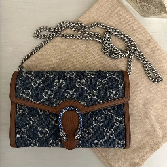 Gucci DionysusDenim Chain Shoulder Bag - Picture 1 of 7